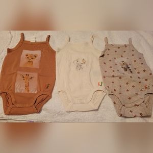 3 pack safari vest bodysuit set